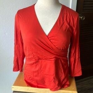 Vince Camuto top bright red V-neck size XL wrap front appearance barbiecore